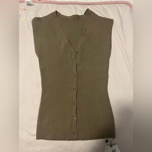 SHEIN Brown Sleeveless Button-Up Top